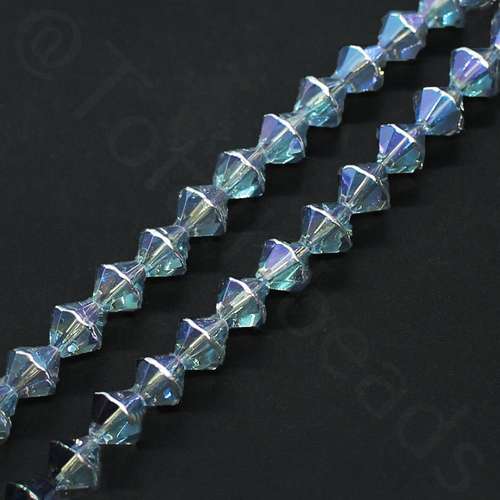 Glass Bicone with Silver Edge 8mm - Electric Blue