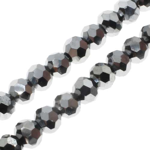 4mm crystal beads silver plate — plated finish, ideal for jewelry making and beadwork