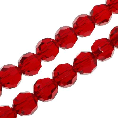 8mm crystal beads red 16" string — faceted for jewelry making and beadwork