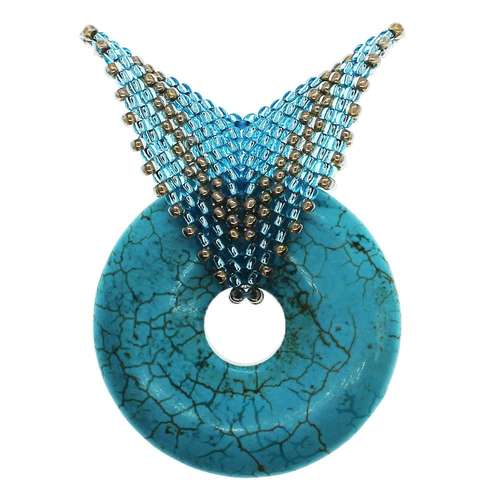 Turquoise Howlite Beaded Pendant Bundle Doughnut 40mm