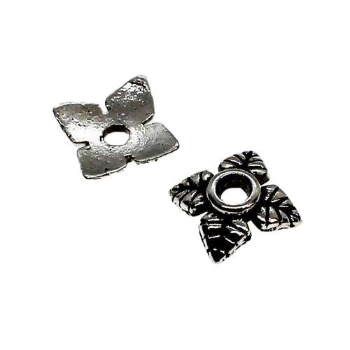 Antique Silver Bead Cap - 7mm - 4 Leaf 30pcs