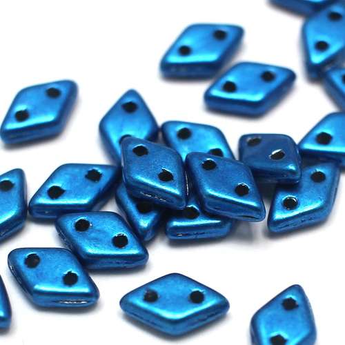 Czech glass glass beads met galaxy blue — pack of 60, high-quality two-hole beads ideal for jewelry making, bead weaving, and crafts