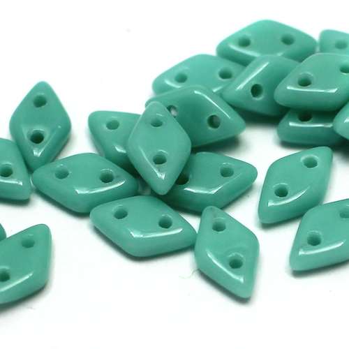 Czech glass glass beads opaque turquoise — pack of 60, high-quality two-hole beads ideal for jewelry making, bead weaving, and crafts