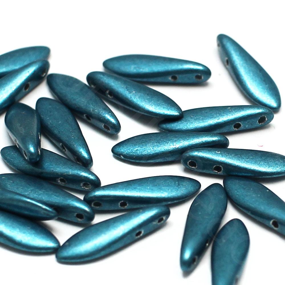 5x16mm Czech glass glass beads metallic quetzal green — high-quality two-hole beads ideal for jewelry making, bead weaving, and crafts