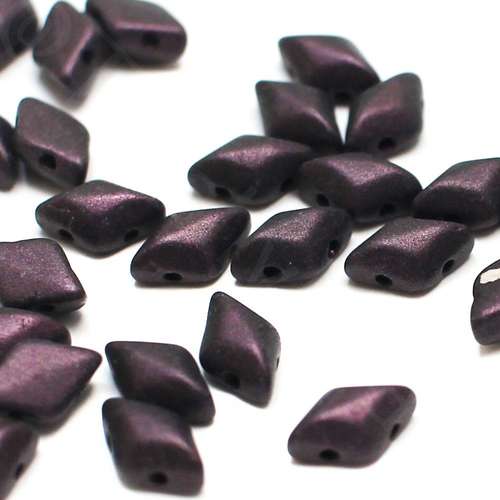 8x5mm 10g Czech glass Rulla beads metallic suede dk plum — two-hole beads for jewelry making and bead weaving