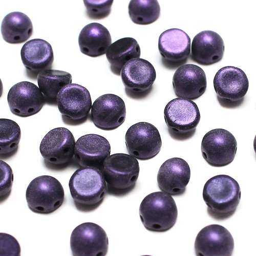 7mm Czech glass glass beads met. suede purple — pack of 25, high-quality two-hole beads ideal for jewelry making, bead weaving, and crafts