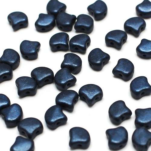 10g Czech glass Rulla beads met suede dk blue — two-hole beads for jewelry making and bead weaving