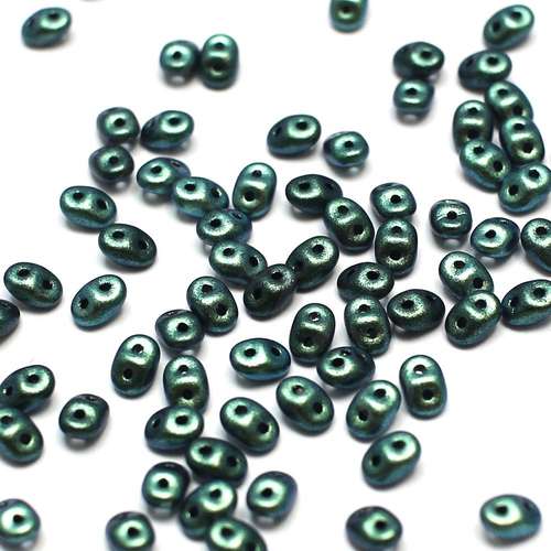 10g Czech glass Rulla beads polychrome aqua teal — two-hole beads for jewelry making and bead weaving