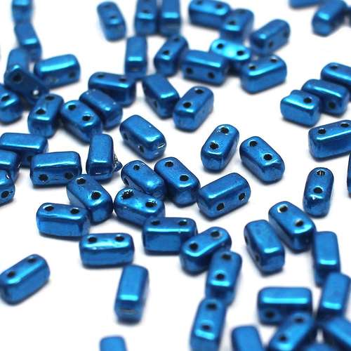 6x3mm Czech glass glass beads sat met galaxy blue — pack of 50, high-quality two-hole beads ideal for jewelry making, bead weaving, and c…