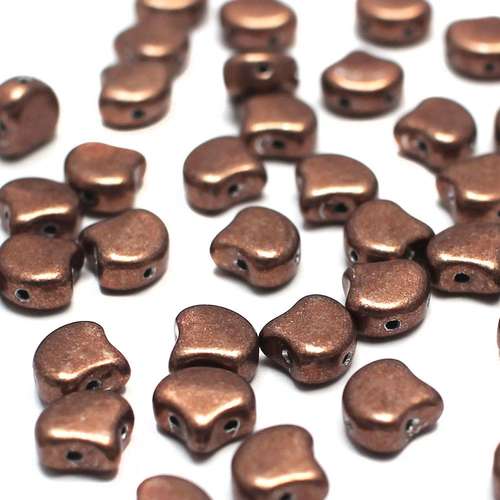 10g Czech glass Rulla beads sueded gold ash rose — two-hole beads for jewelry making and bead weaving