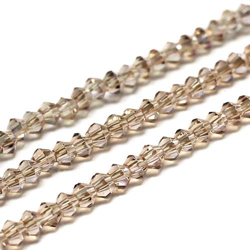 3mm crystal bicone beads champagne ab — AB finish, faceted for jewelry making and beadwork