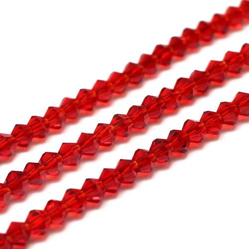 3mm crystal bicone beads red — faceted for jewelry making and beadwork