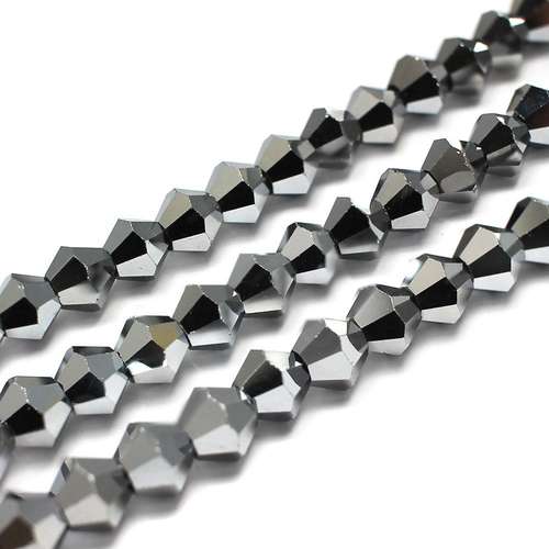 6mm crystal bicone beads silver plate — plated finish, ideal for jewelry making and beadwork