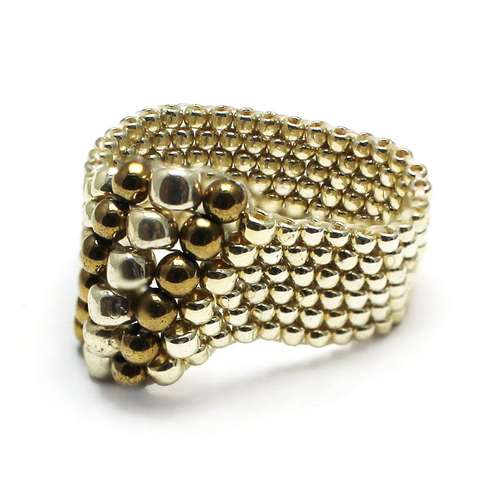 Peyote Stitch Rings silver cloud jewelry making kit — DIY set with beads and instructions for creating handmade jewelry