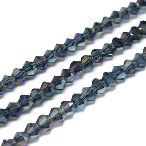 4mm crystal bicone beads montana ab — AB finish, faceted for jewelry making and beadwork