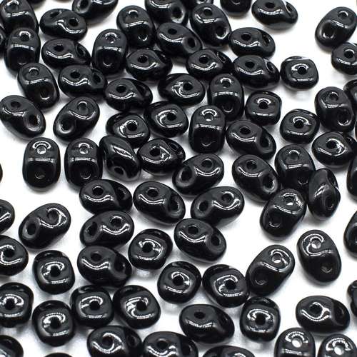 10g Czech glass Rulla beads jet black — two-hole beads for jewelry making and bead weaving