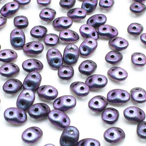 10g Czech glass Rulla beads polychrome orchid aqua — two-hole beads for jewelry making and bead weaving