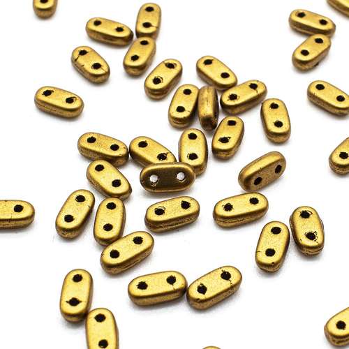 6mm Czech glass glass beads matte metallic antique gold — pack of 7, high-quality two-hole beads ideal for jewelry making, bead weaving,…