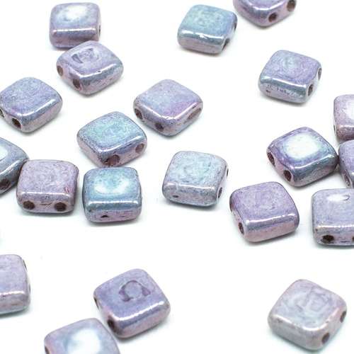 6mm Czech glass glass beads luster metallic amethyst — pack of 25, high-quality two-hole beads ideal for jewelry making, bead weaving, an…