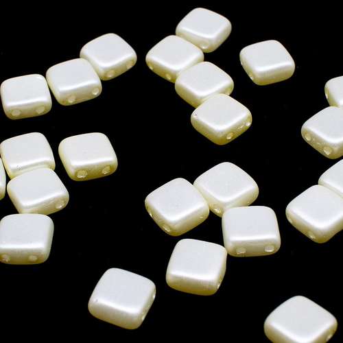 6mm Czech glass glass beads pearl coat cream — pack of 25, high-quality two-hole beads ideal for jewelry making, bead weaving, and crafts