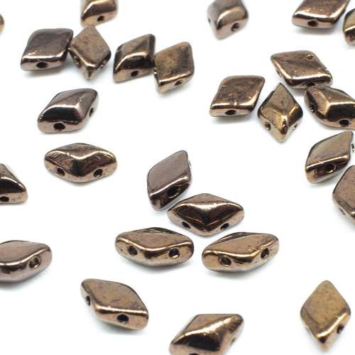 8x5mm 10g Czech glass Rulla beads dark bronze — two-hole beads for jewelry making and bead weaving