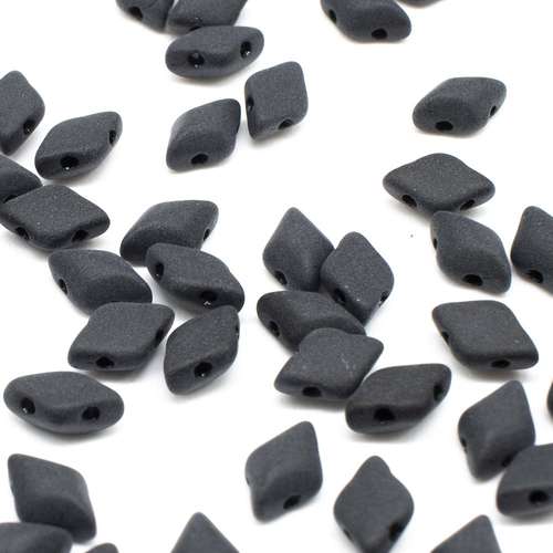 8x5mm 10g Czech glass Rulla beads matt jet black — two-hole beads for jewelry making and bead weaving