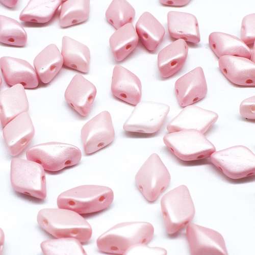 8x5mm 10g Czech glass Rulla beads powdery pastel pink — two-hole beads for jewelry making and bead weaving