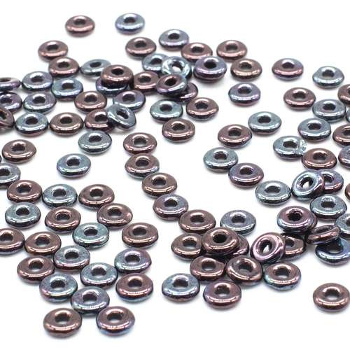 4mm Czech glass glass beads ring 4mm 5g 180pcs - luster metallic amethyst jet — pack of 5, high-quality two-hole beads ideal for jewelry…
