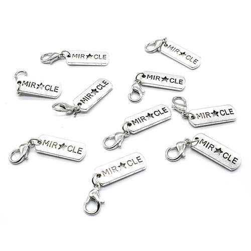 Miracle Tag Charm with Loster Clasp 21mm - 5pcs