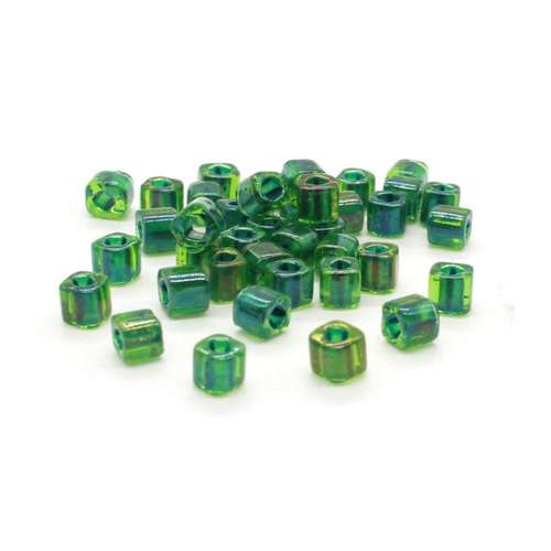 Toho Cubes 4mm 10g - Inside Color Peridot/Emerald-Lined
