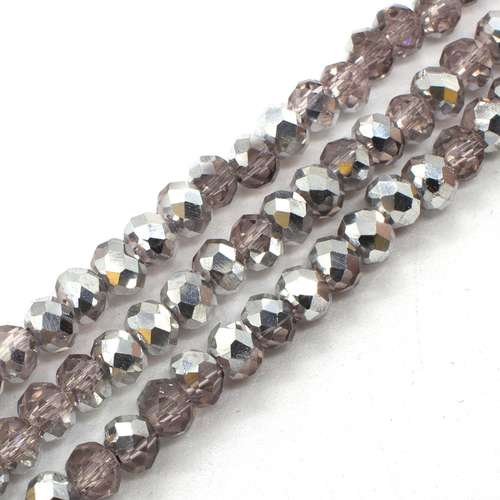 4mm crystal beads silver rose cloud — plated finish, ideal for jewelry making and beadwork