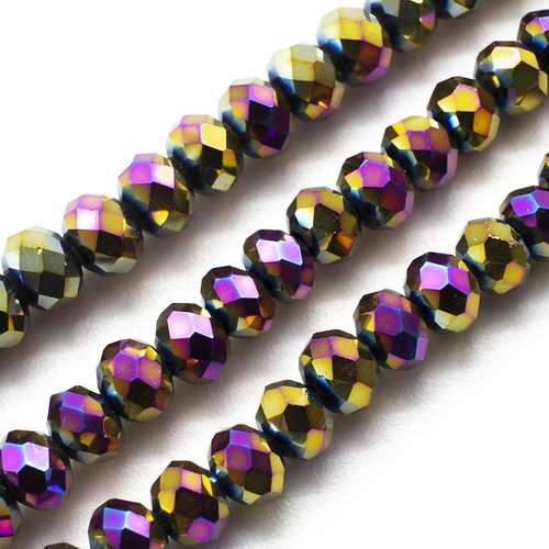 6mm crystal beads rainbow plate, pack of 100 — faceted for jewelry making and beadwork