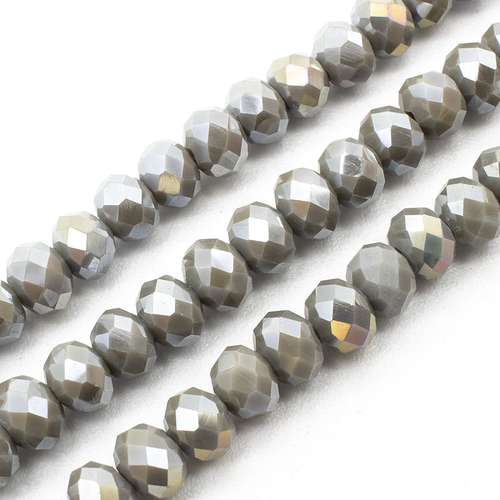 6mm crystal beads opal light grey, pack of 100 — faceted for jewelry making and beadwork