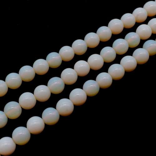 Opal Dark Opaque Cream Round - 6mm