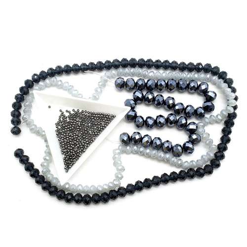 Crystal Rondelle Elenor Necklace Pack midnight necklace making kit — DIY set with beads and instructions for creating handmade jewelry