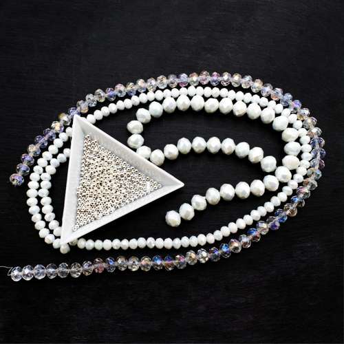 Crystal Rondelle Elenor Necklace Pack crystal white necklace making kit — DIY set with beads and instructions for creating handmade jewelry