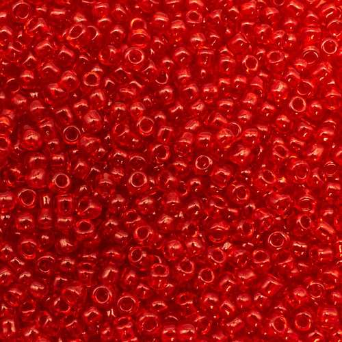 size 8 FGB glass seed beads transparent cherry red — 50g pack, ideal for bead weaving, embroidery, and jewelry making