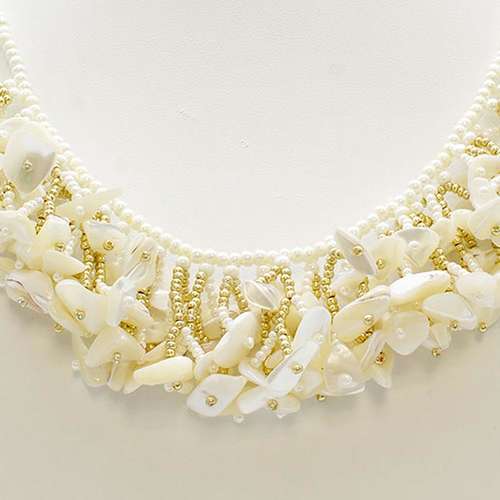 Coralling Necklace Makes 4 white shell necklace making kit — DIY set with beads and instructions for creating handmade jewelry
