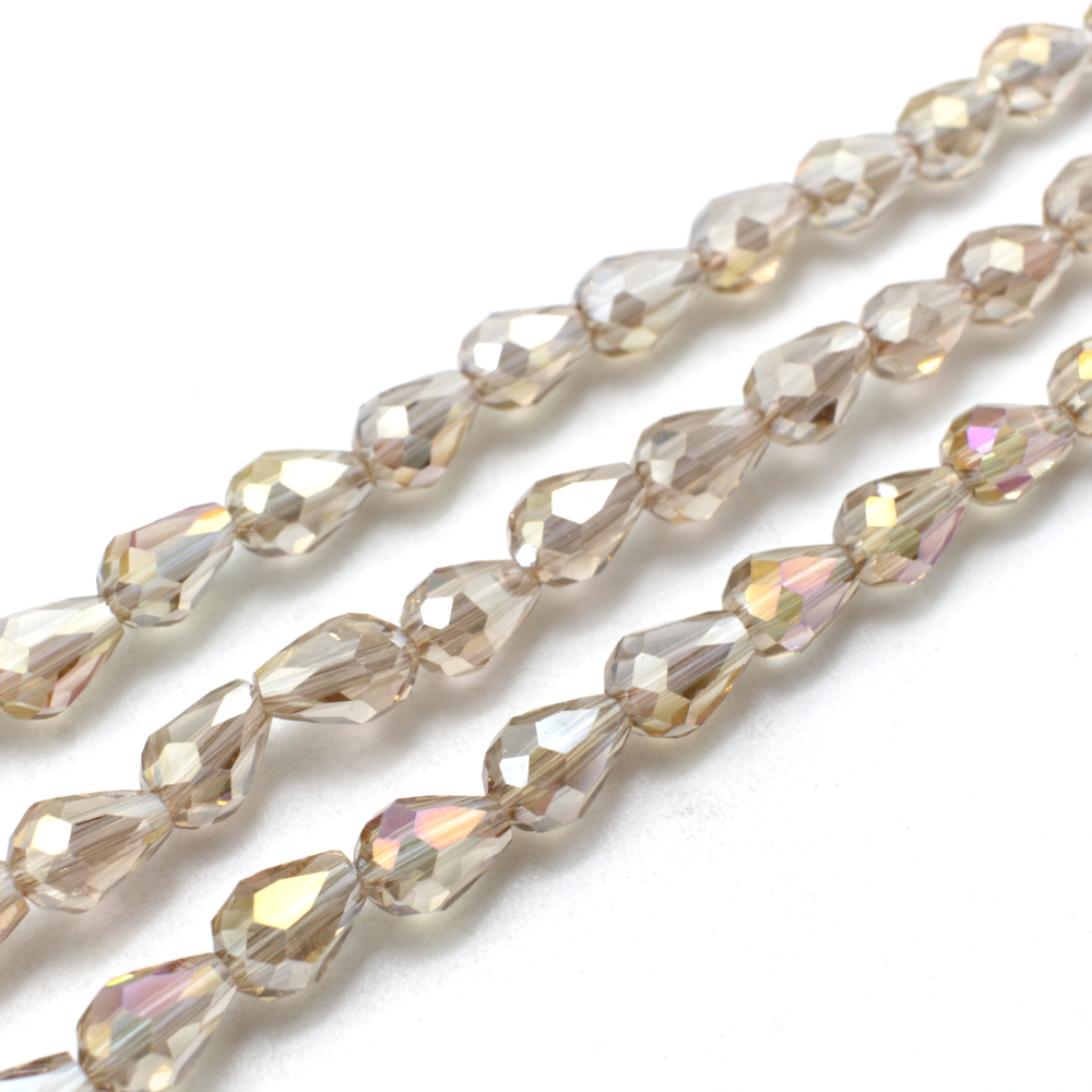 7mm crystal beads light champagne ab — AB finish, faceted for jewelry making and beadwork
