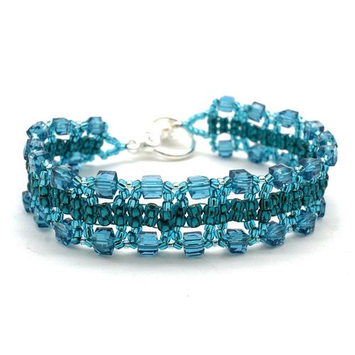 Brenda's Cube Bracelet Kit Makes 2 dark turquoise bracelet making kit — DIY set with beads and instructions for creating handmade jewelry