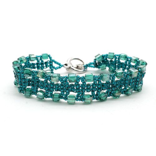 Brenda's Cube Bracelet Kit Makes 2 teal bracelet making kit — DIY set with beads and instructions for creating handmade jewelry