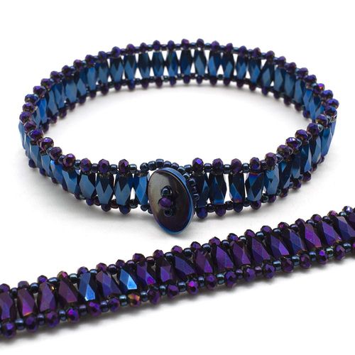 Crystal Barrel Bracelet Makes 2 blue bracelet making kit — DIY set with beads and instructions for creating handmade jewelry