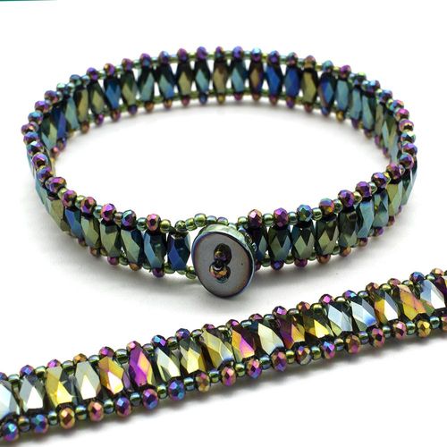 Crystal Barrel Bracelet Makes 2 rainbow green bracelet making kit — DIY set with beads and instructions for creating handmade jewelry