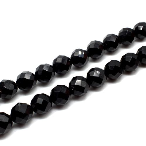 Glass Beads Facet Round 16mm - Black