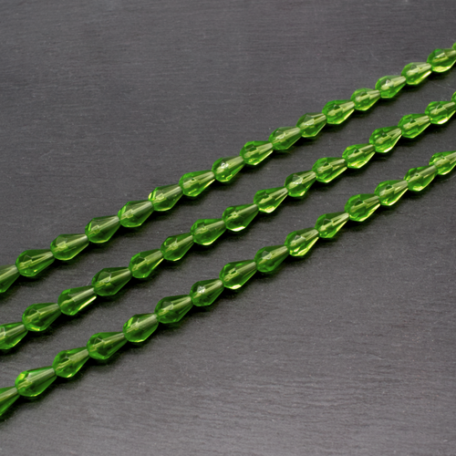 Glass Beads Facet Drop 9x6mm - Green