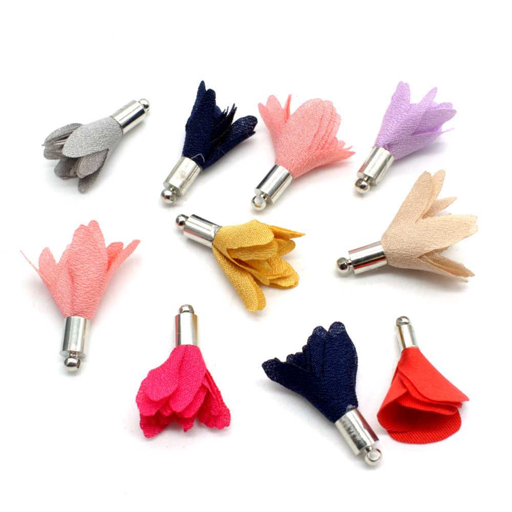 Flower Tassel Tulip - Silver Tone Cap Mix Any 12pcs