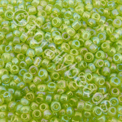 Seed Beads Transparent Rainbow Light Green - Size 8 100g