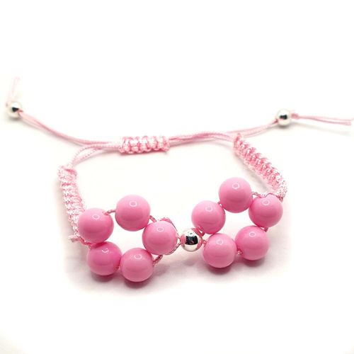 Macrame Flower Bracelet light pink bracelet making kit — DIY set with beads and instructions for creating handmade jewelry