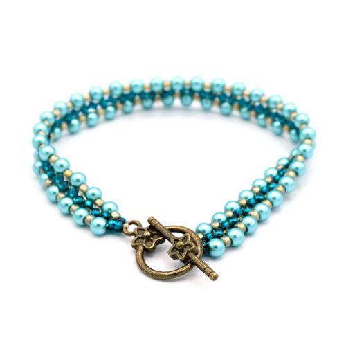 Mia Pearl Bracelet Makes 5 summer green bracelet making kit — DIY set with beads and instructions for creating handmade jewelry