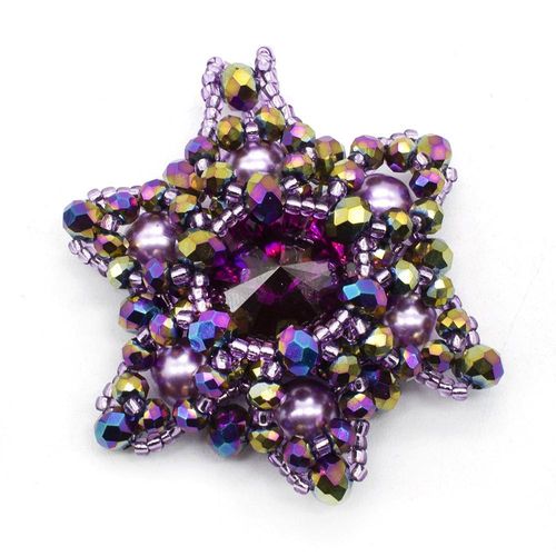 Star Pendant Makes 2 lilac jewelry making kit — DIY set with beads and instructions for creating handmade jewelry